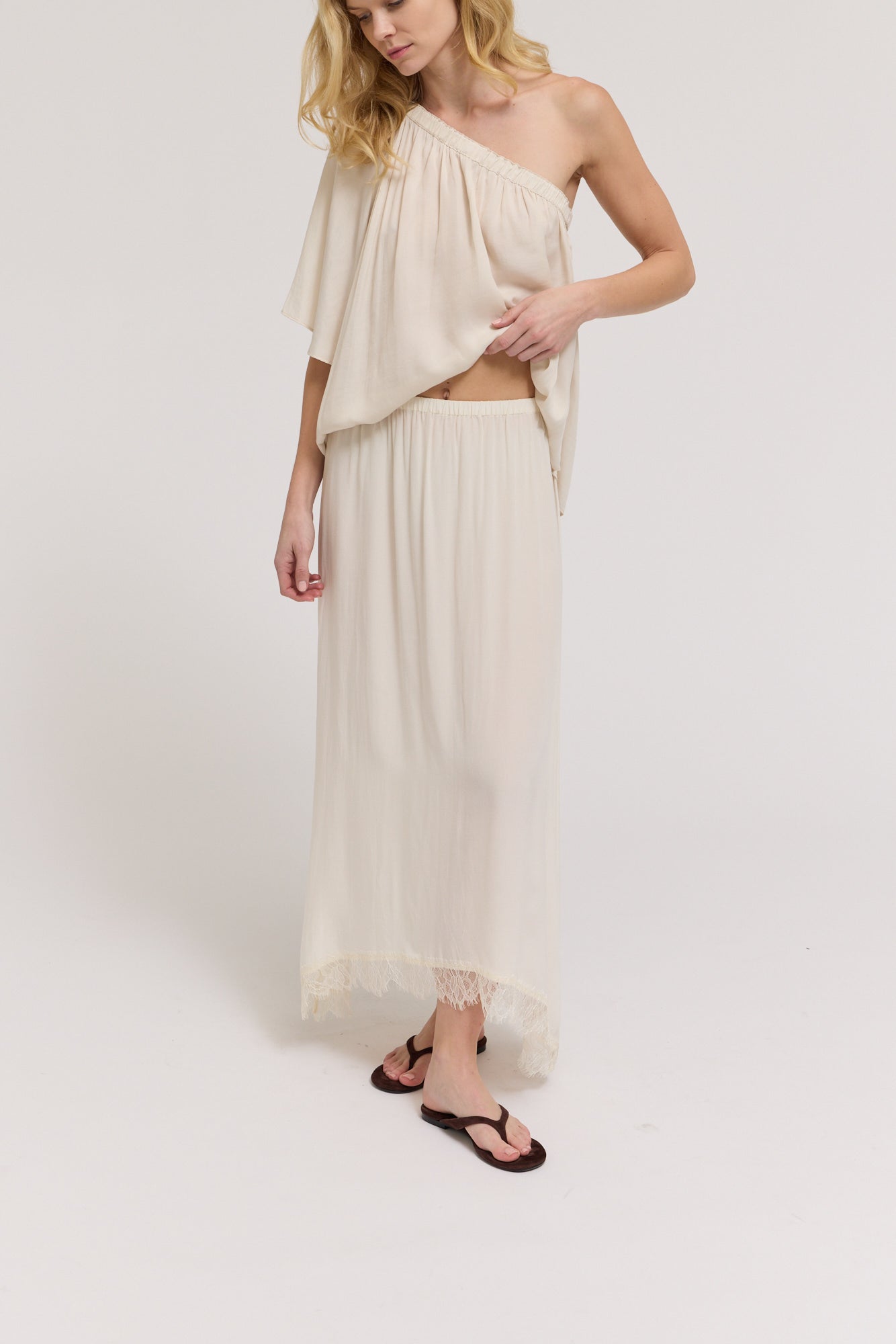 A-Line Lace Trimmed Skirt