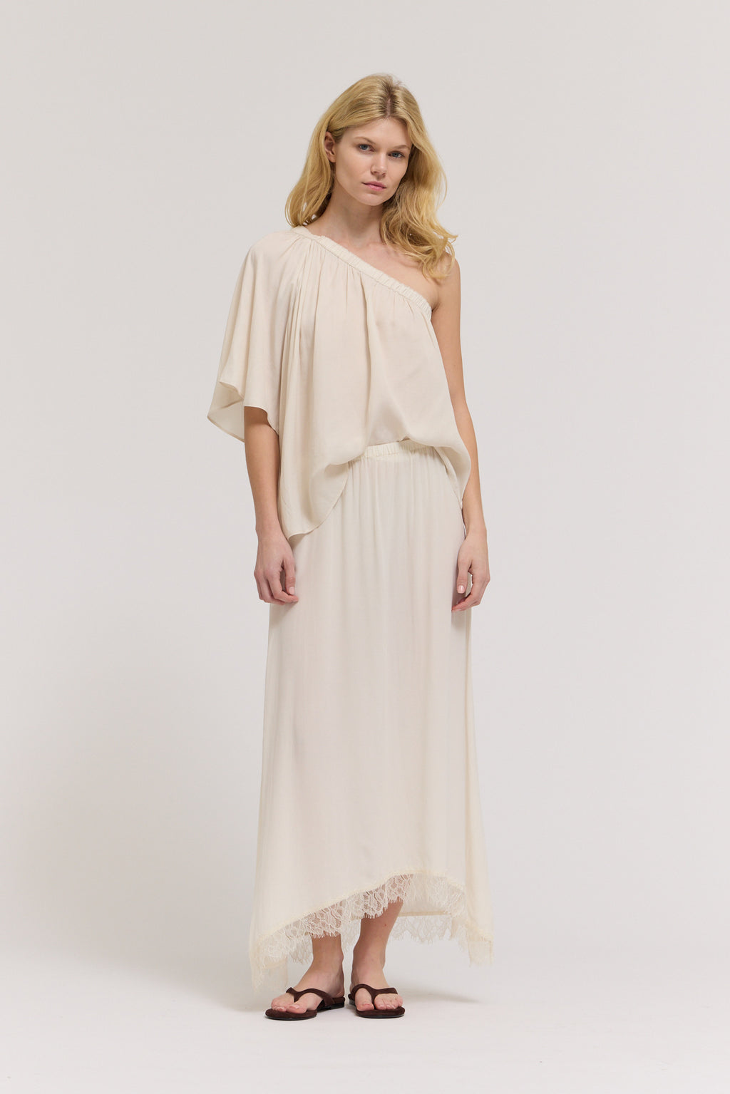 A-Line Lace Trimmed Skirt