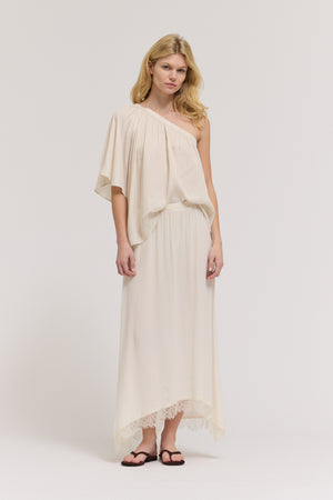 A-Line Lace Trimmed Skirt