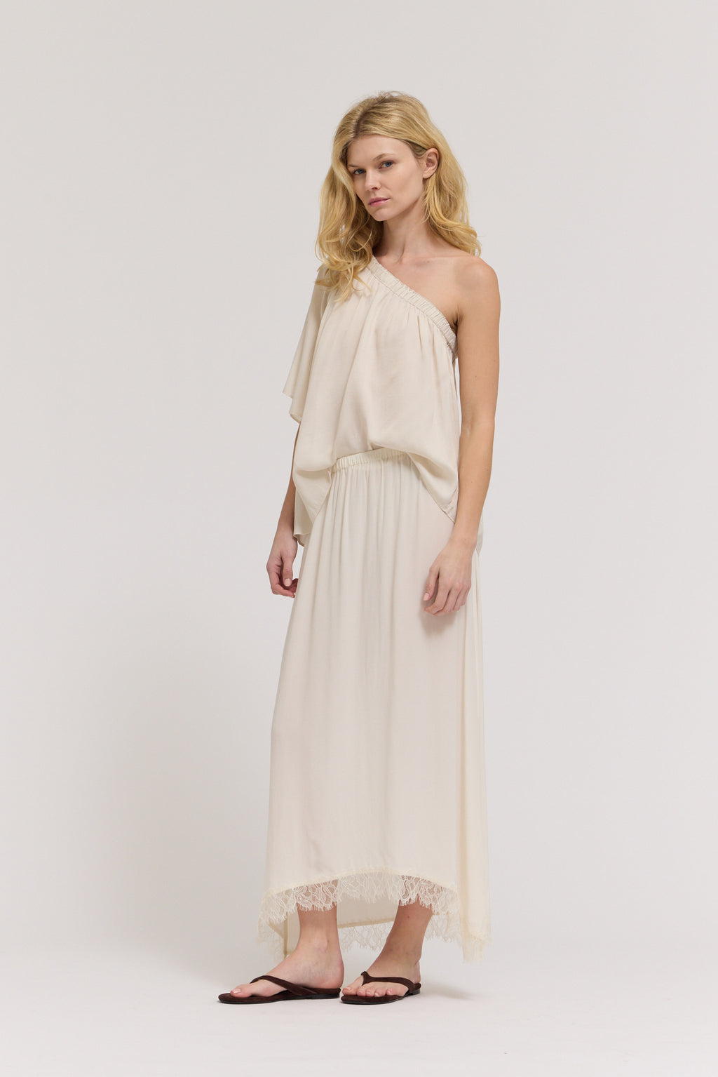 A-Line Lace Trimmed Skirt