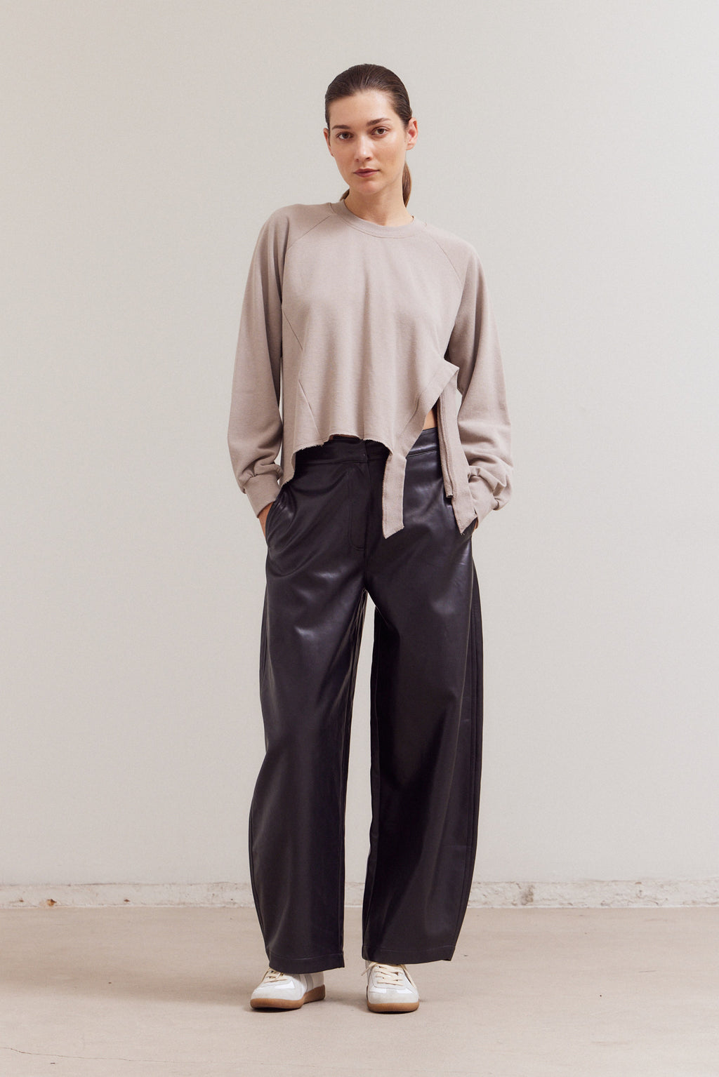 Front Slit Detail Terry Top