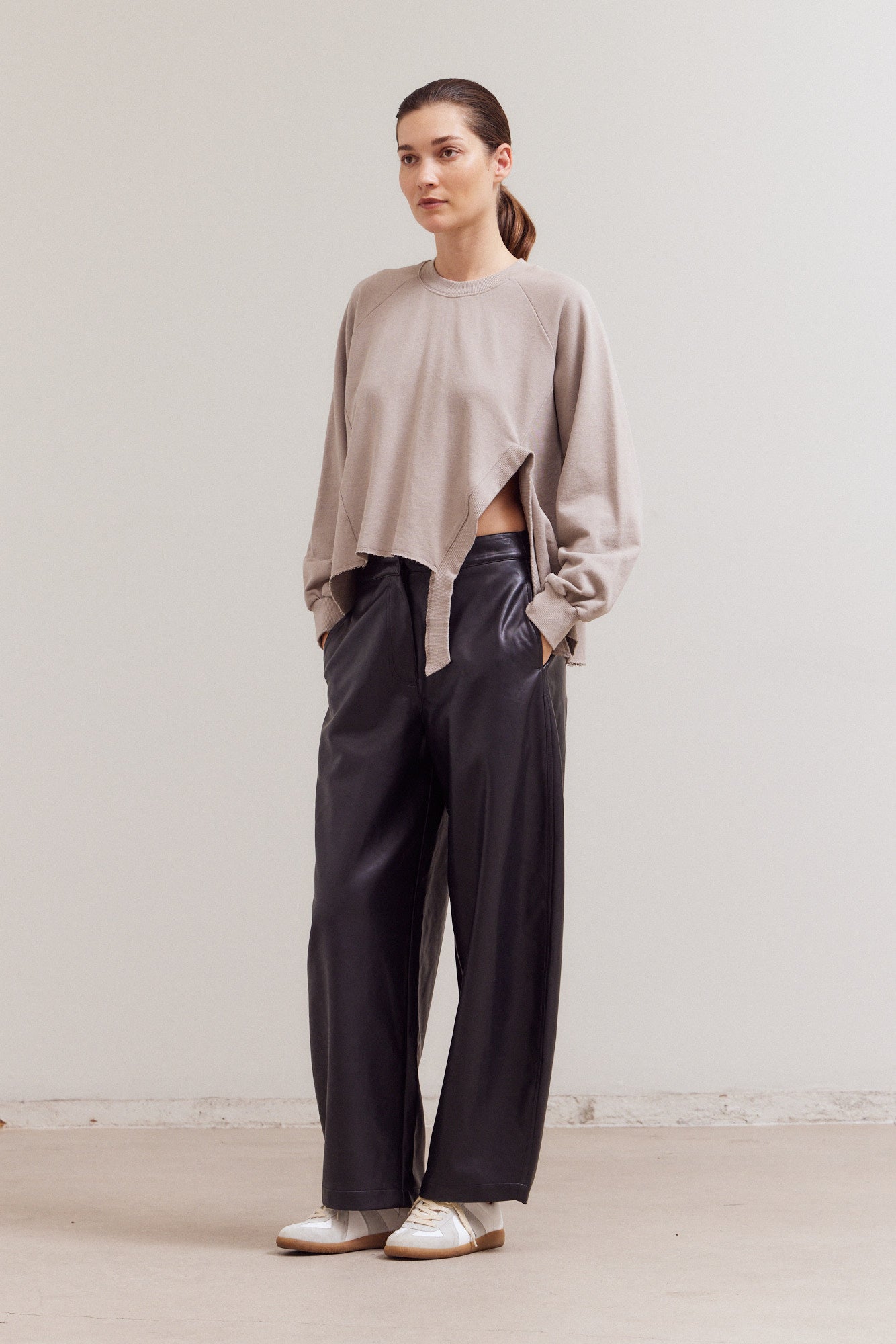 Front Slit Detail Terry Top