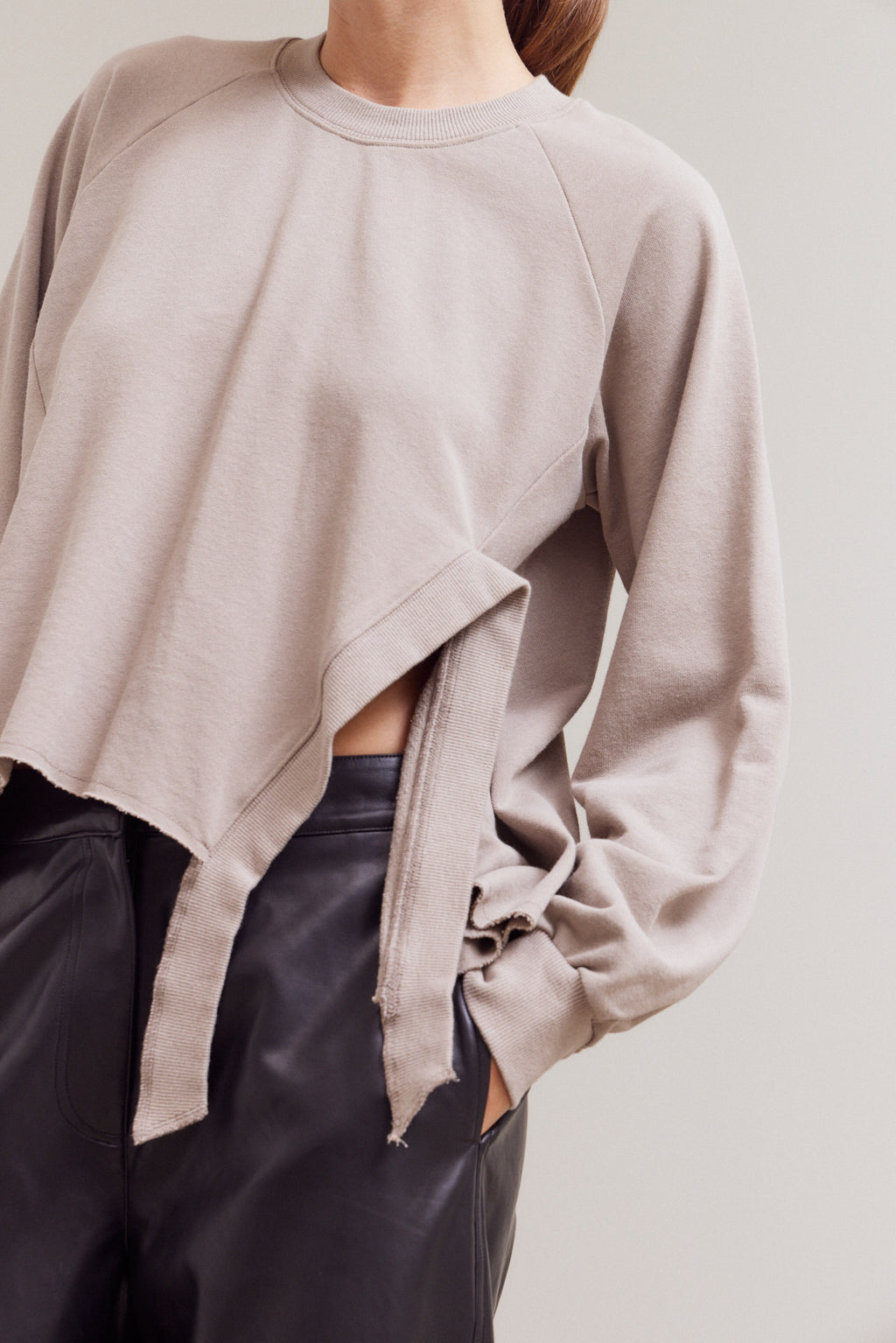 Front Slit Detail Terry Top