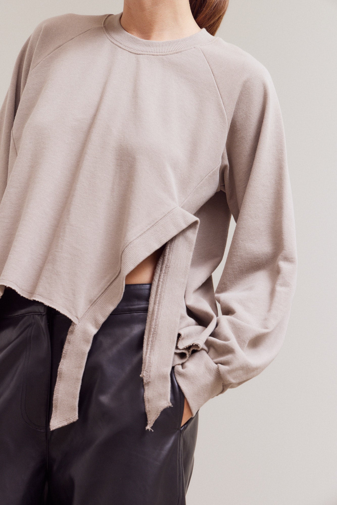 Front Slit Detail Terry Top