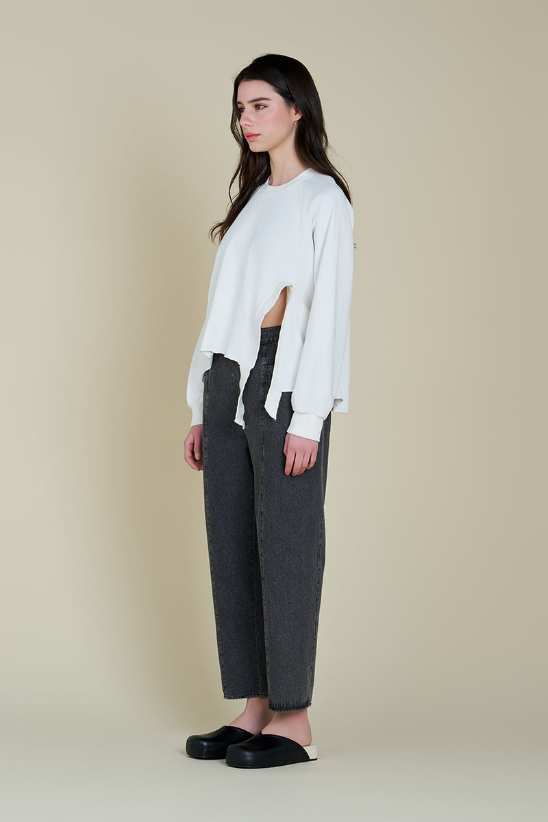 Front Slit Detail Terry Top