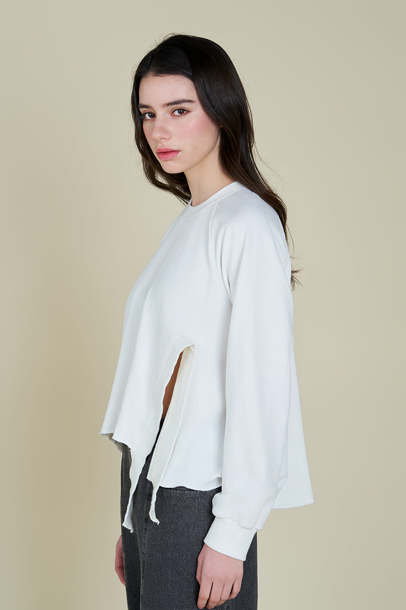 Front Slit Detail Terry Top