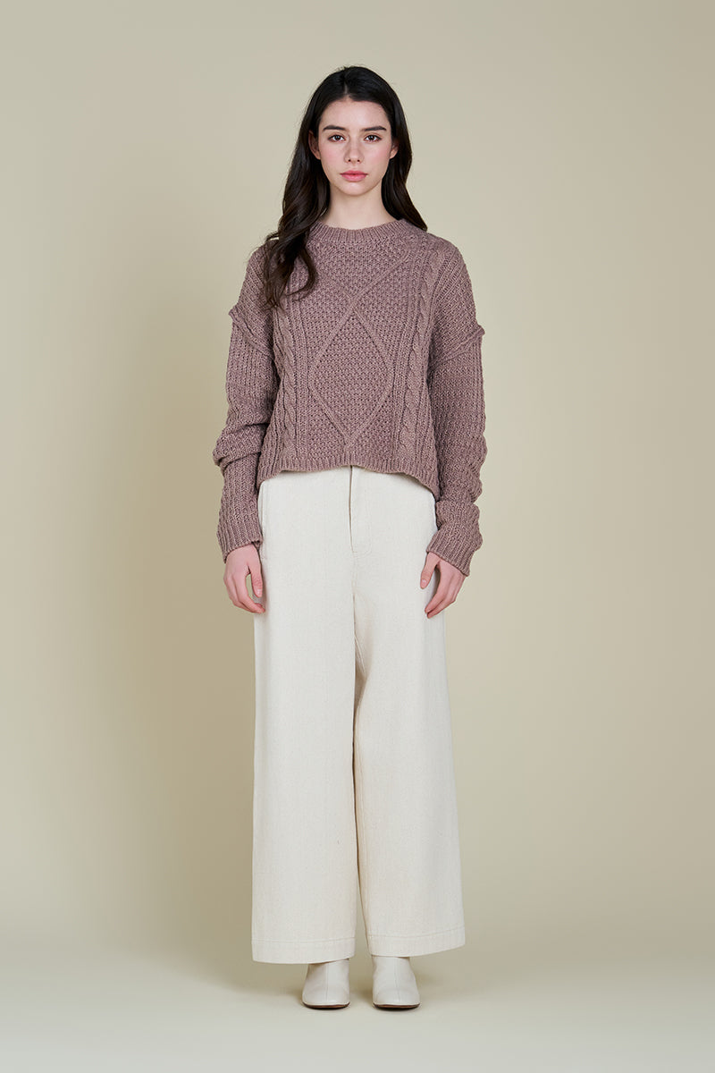Cable Front Crop Sweater
