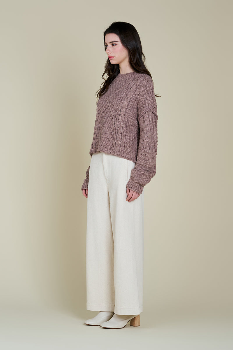 Cable Front Crop Sweater