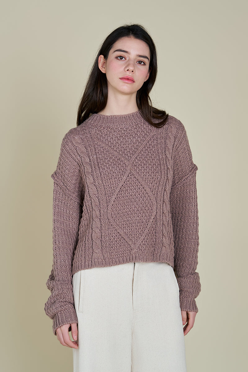 Cable Front Crop Sweater