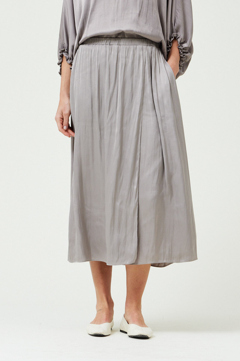 Overlap Satin Skirt