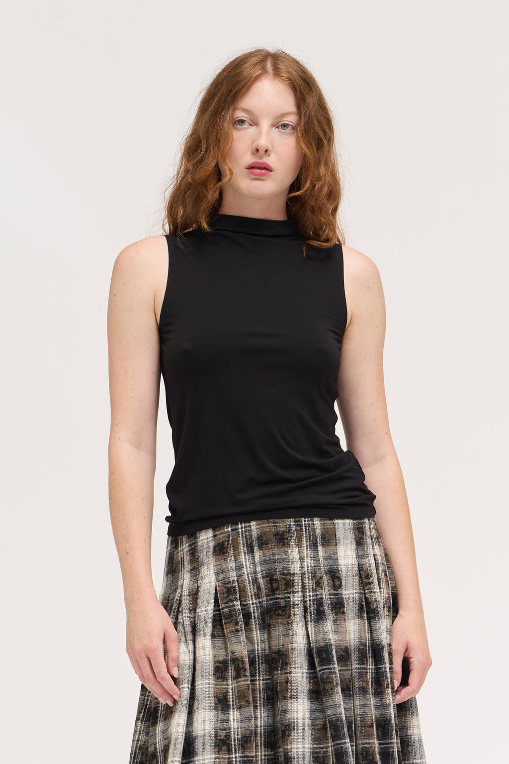 Mock Neck Modal Tank in Black