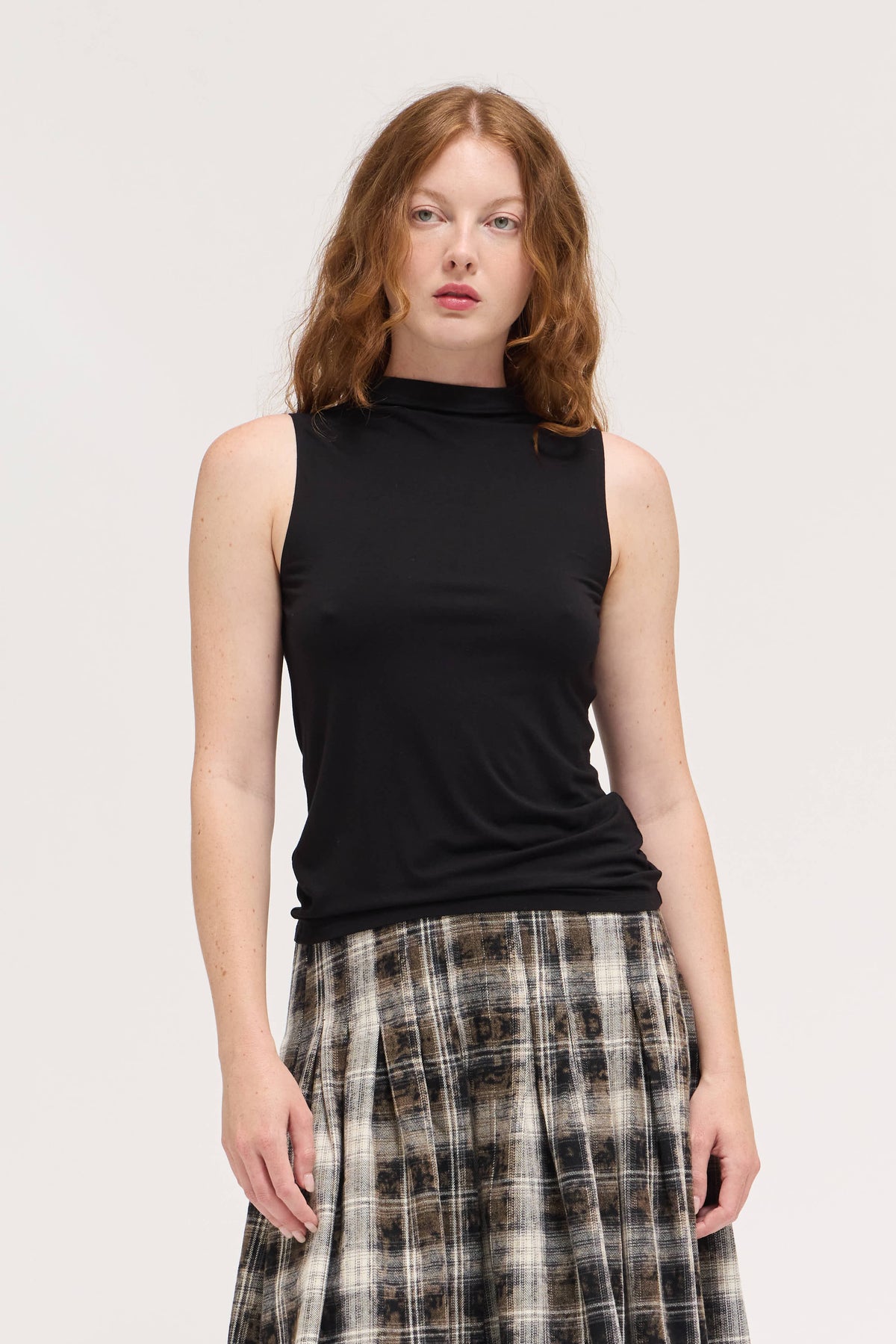 Mock Neck Modal Tank in Black