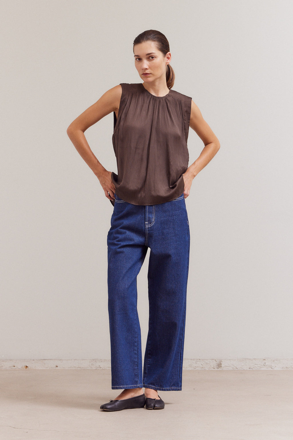 Pleated Sleeveless Top