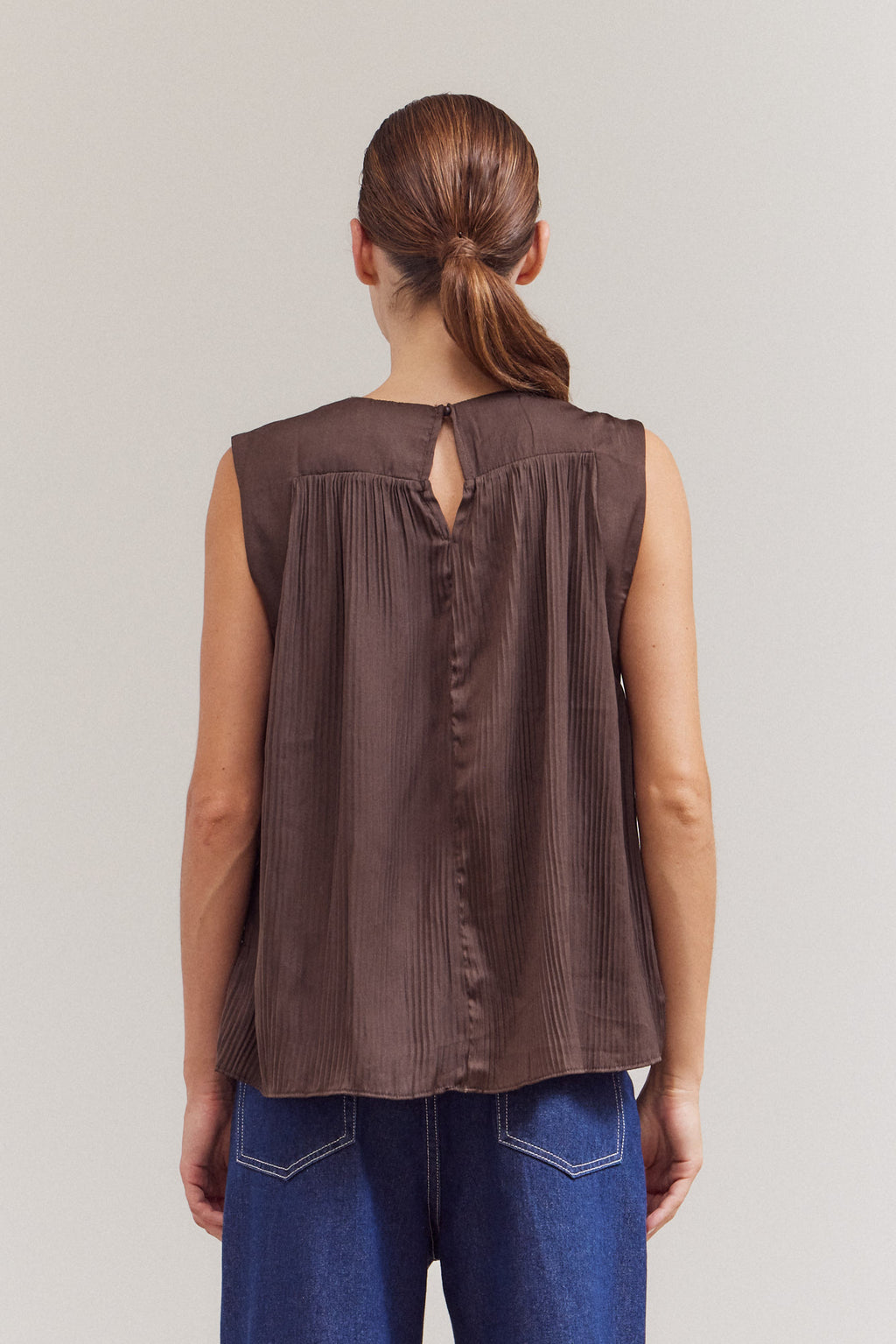 Pleated Sleeveless Top