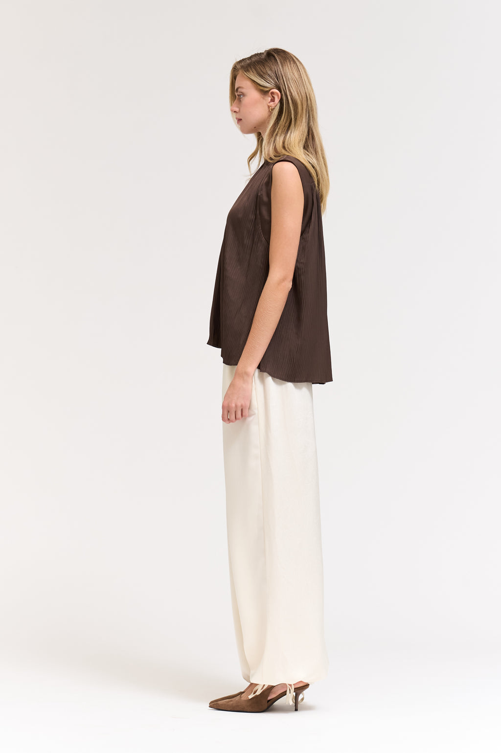 Pleated Sleeveless Top