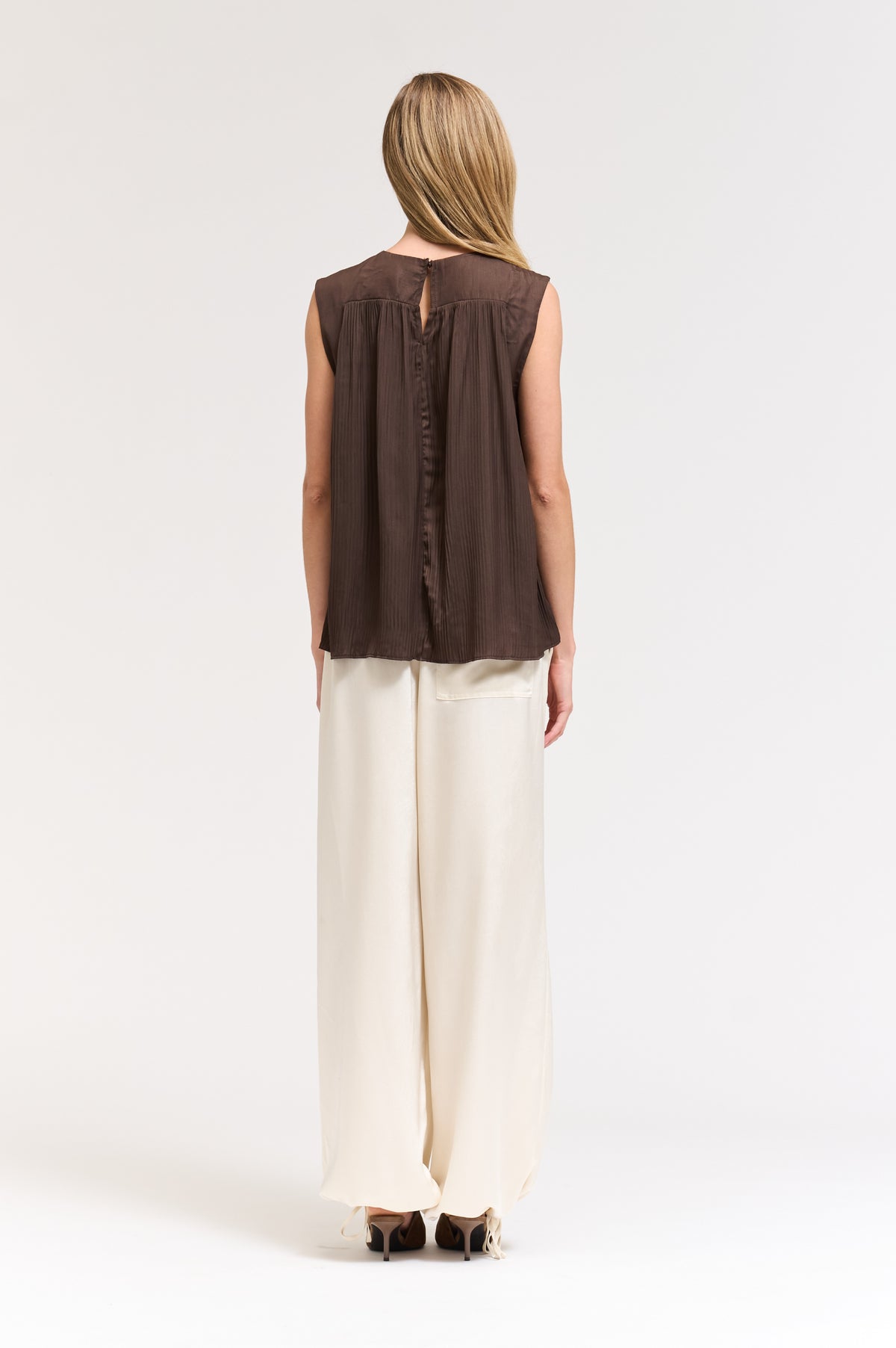 Pleated Sleeveless Top