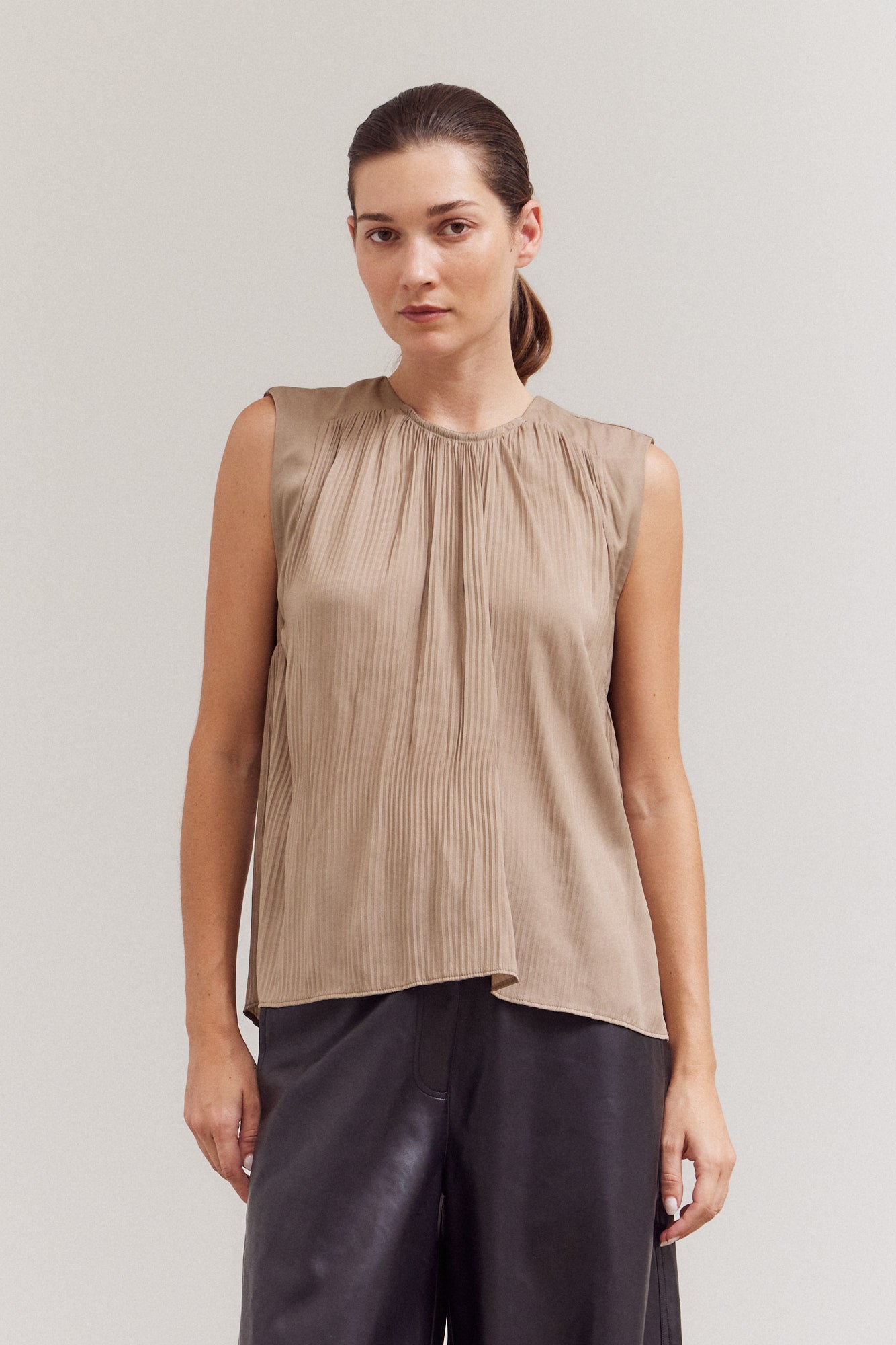 Pleated Sleeveless Top
