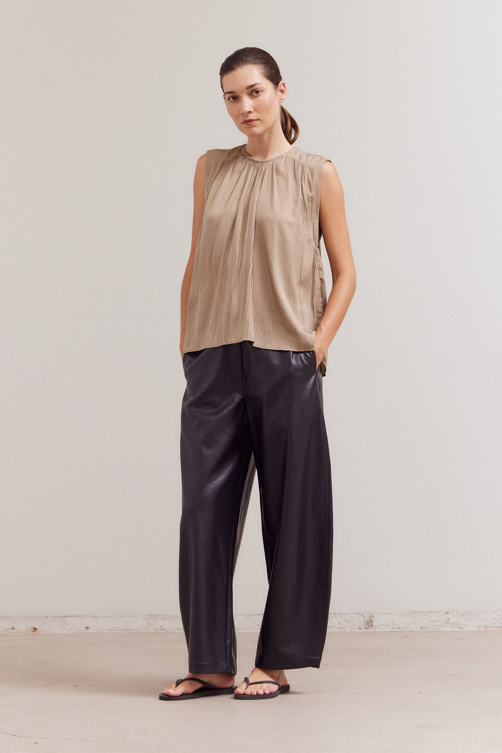 Pleated Sleeveless Top