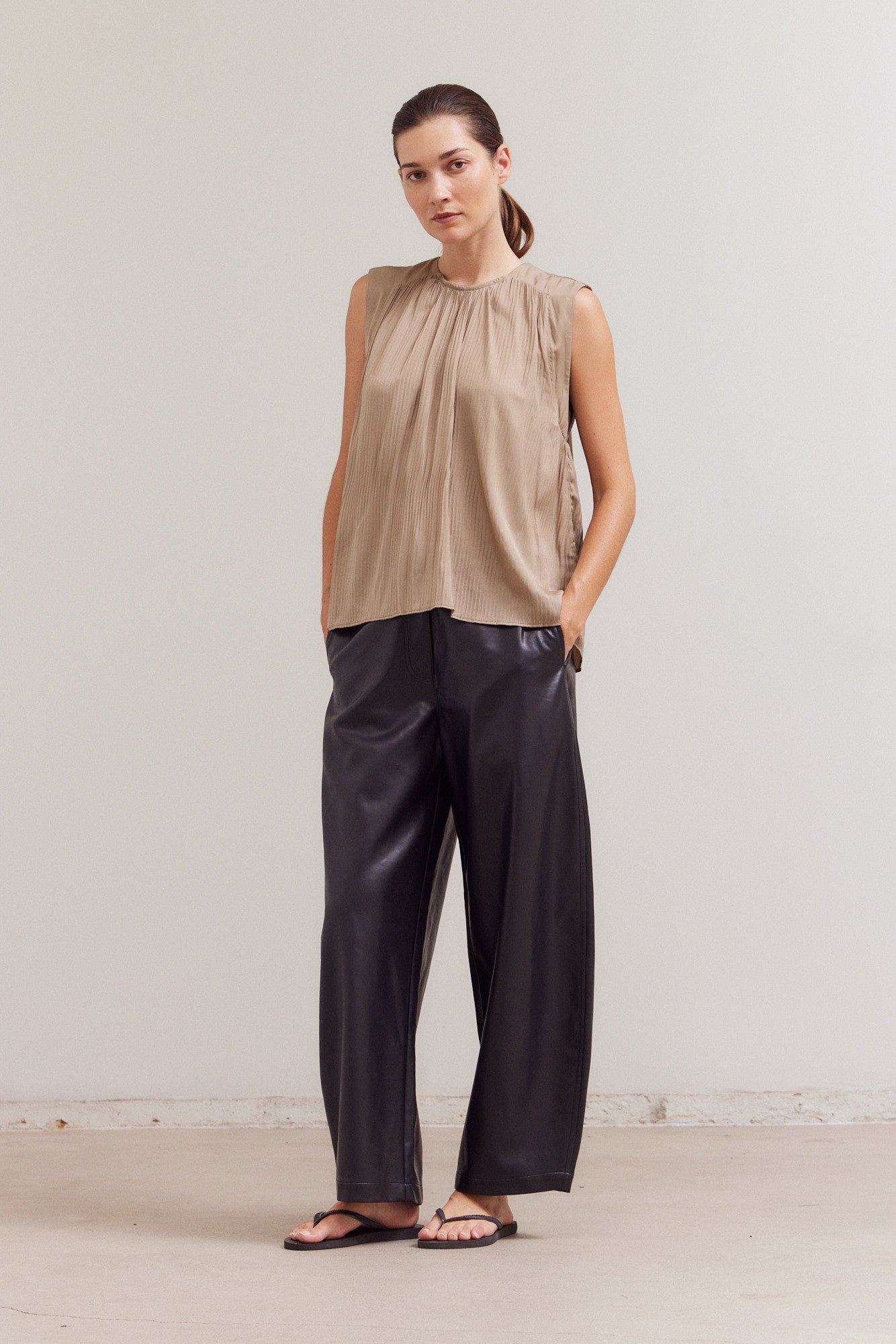 Pleated Sleeveless Top