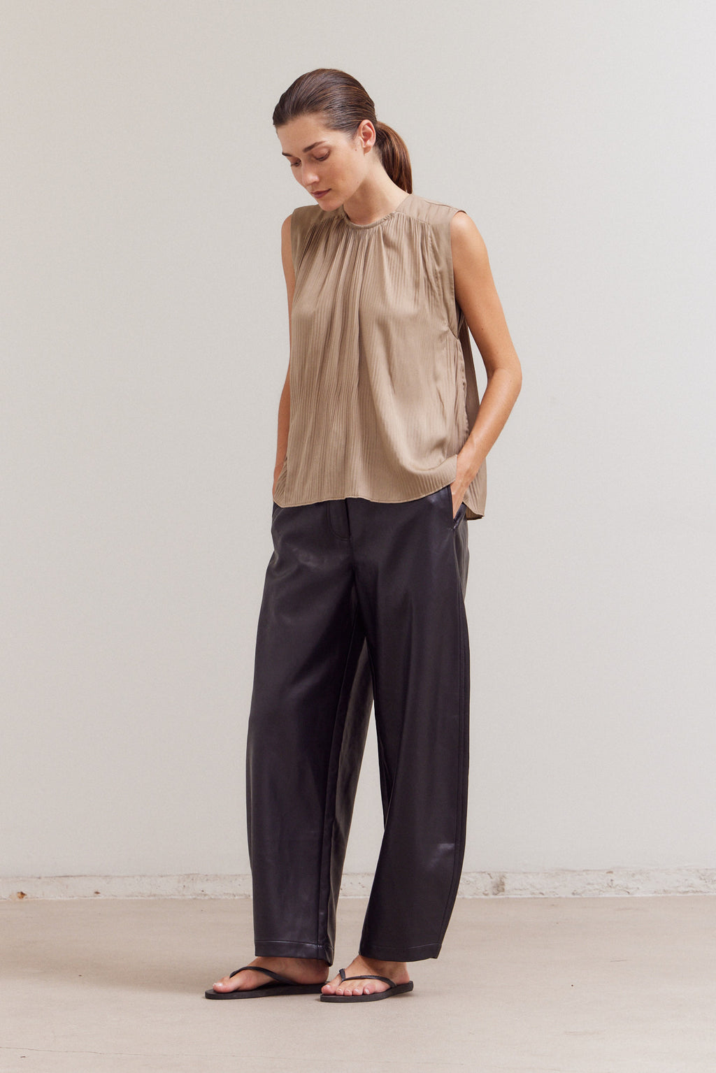 Pleated Sleeveless Top