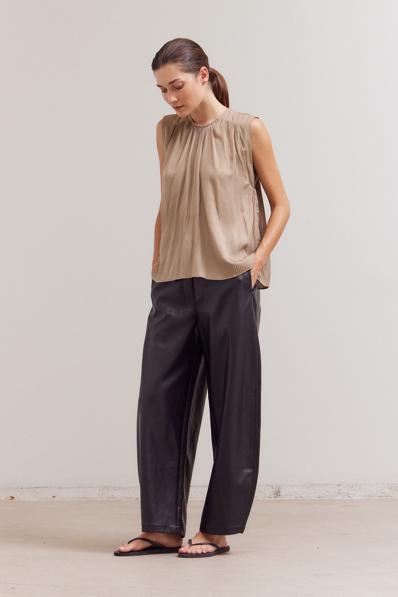 Pleated Sleeveless Top