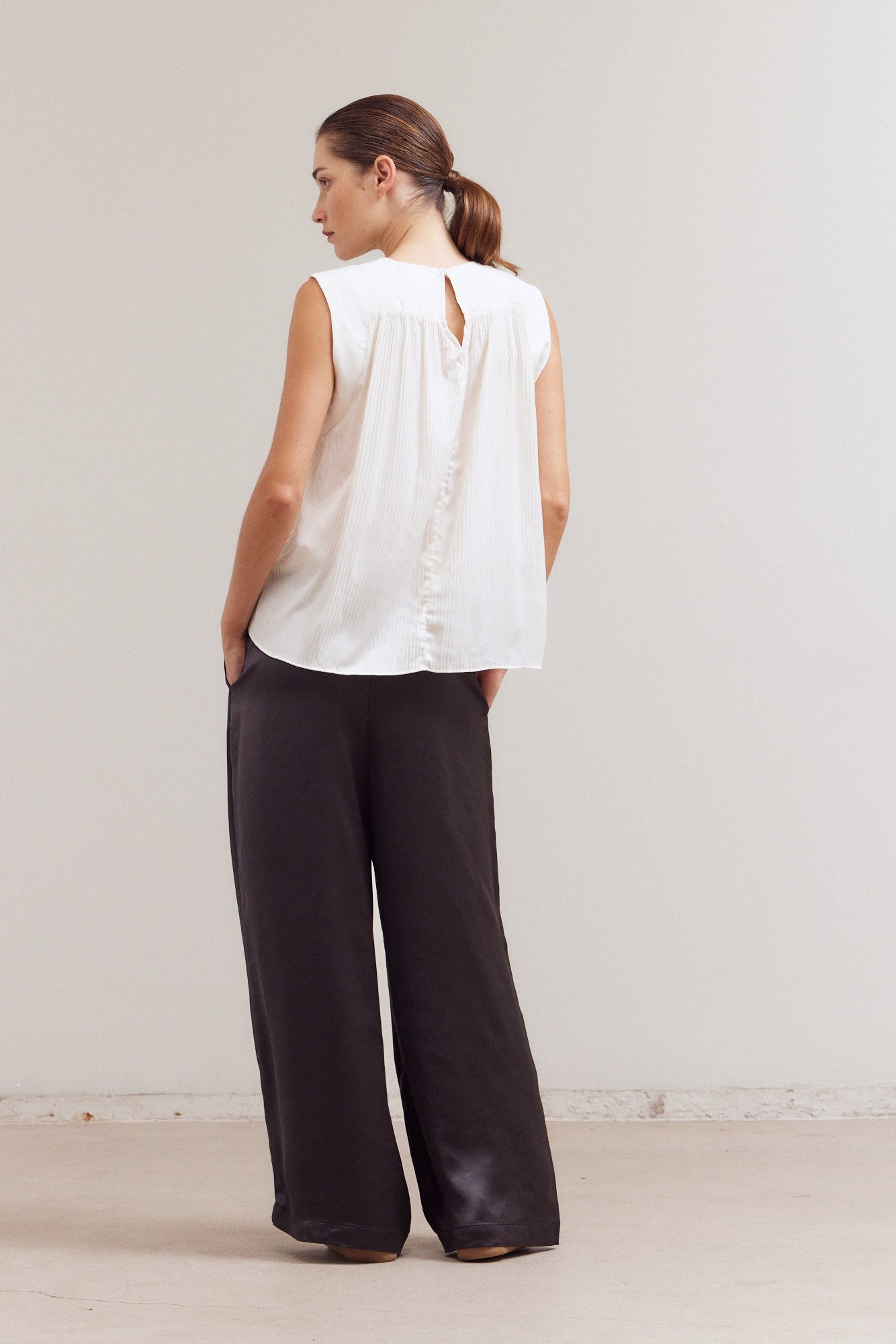 Pleated Sleeveless Top