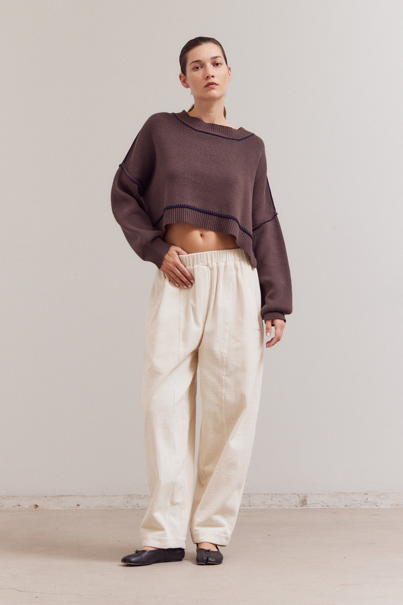 Contrast Sweater Crop Top