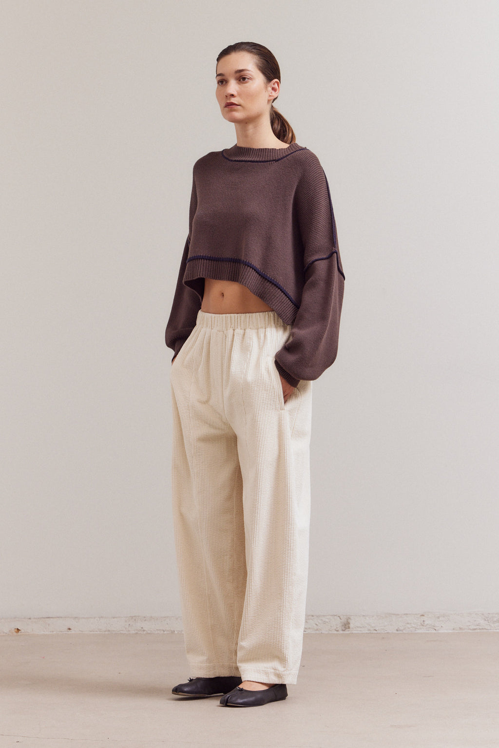 Contrast Sweater Crop Top