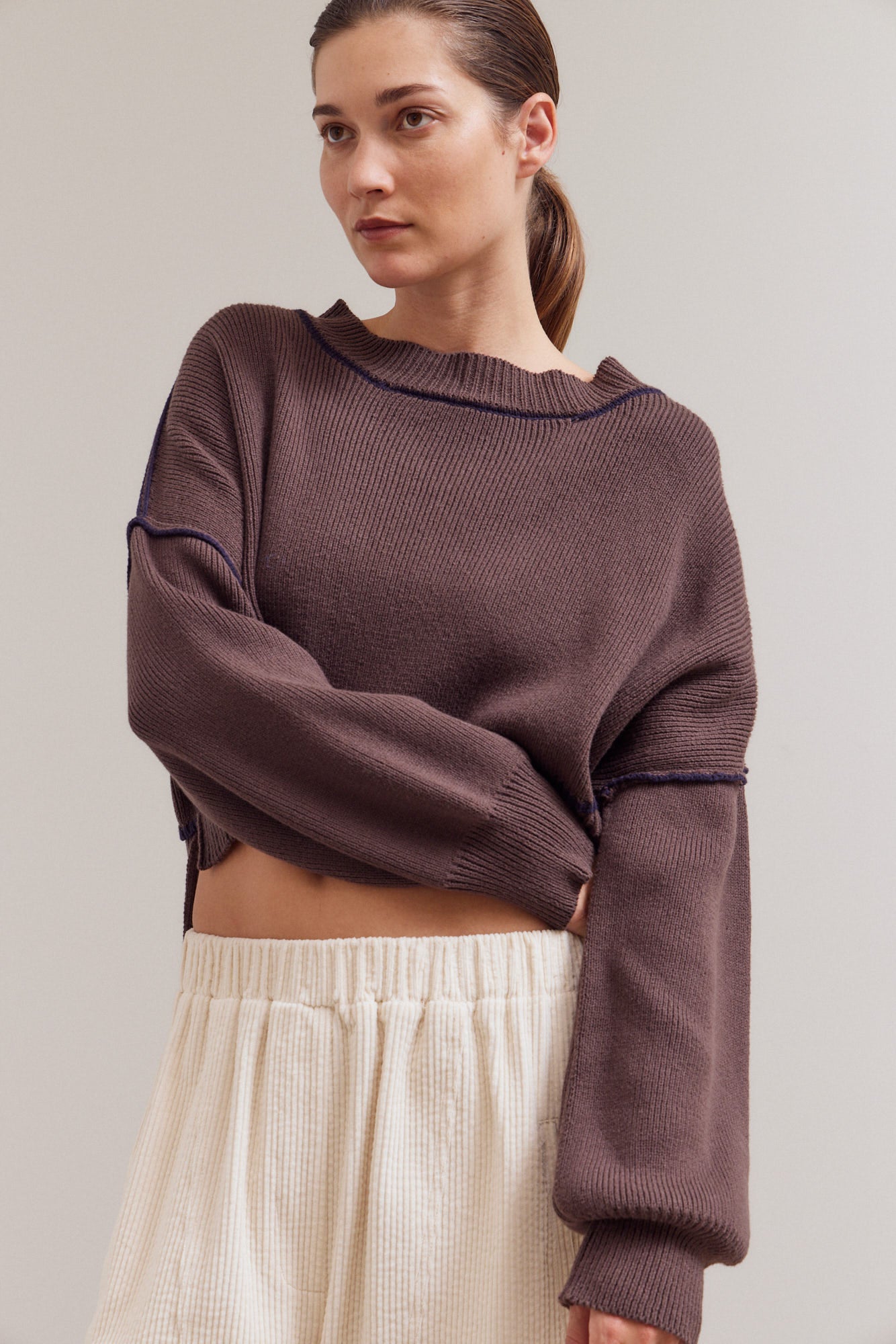 Contrast Sweater Crop Top