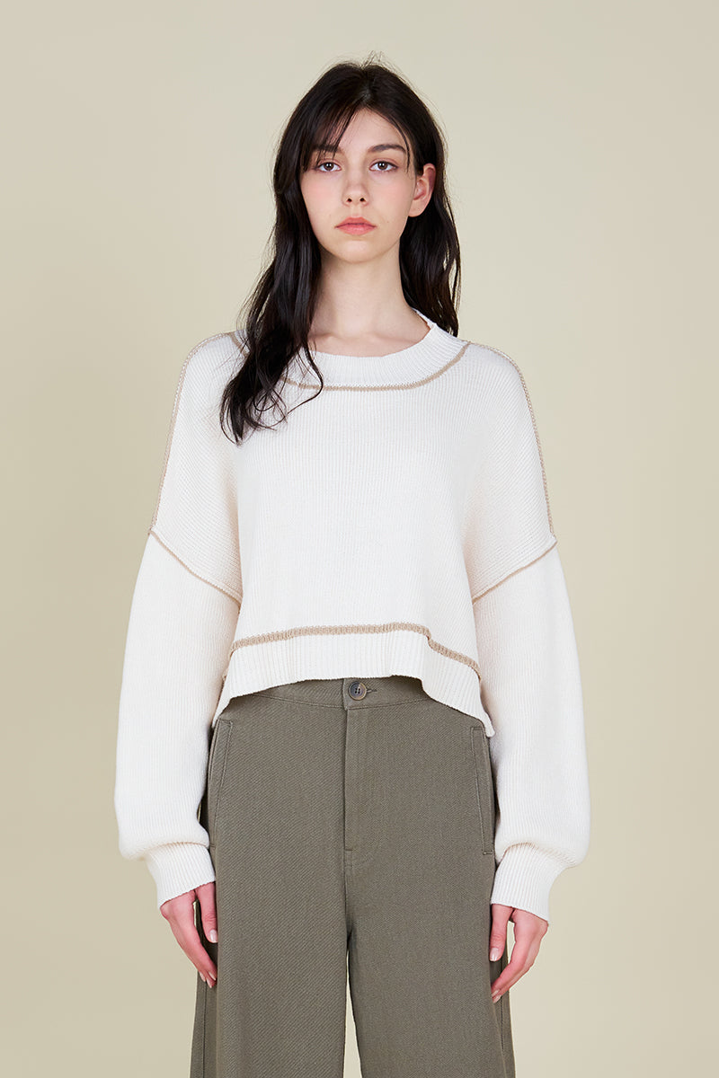Contrast Sweater Crop Top