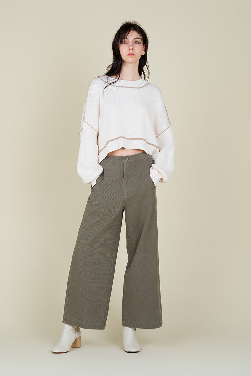 Contrast Sweater Crop Top