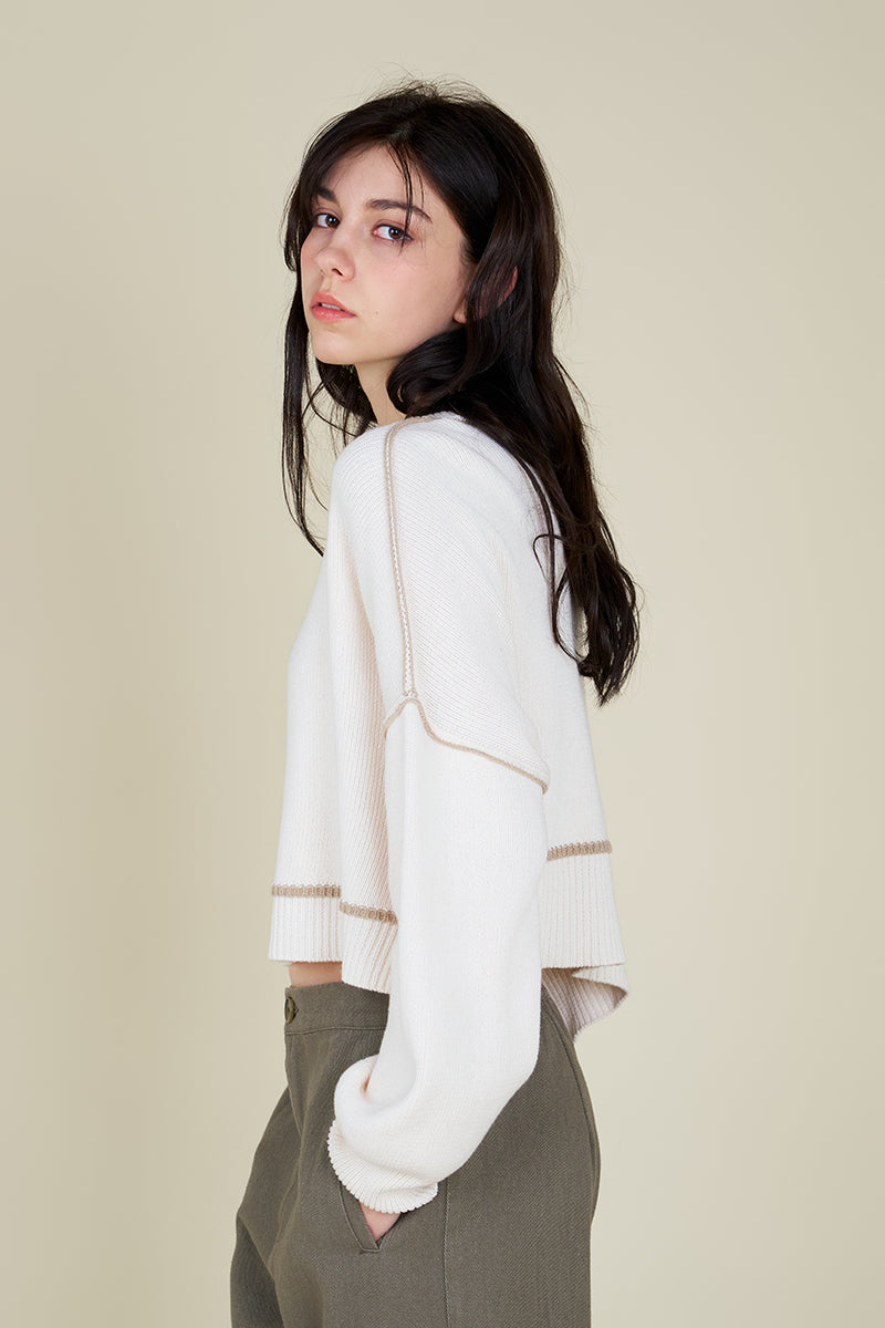 Contrast Sweater Crop Top