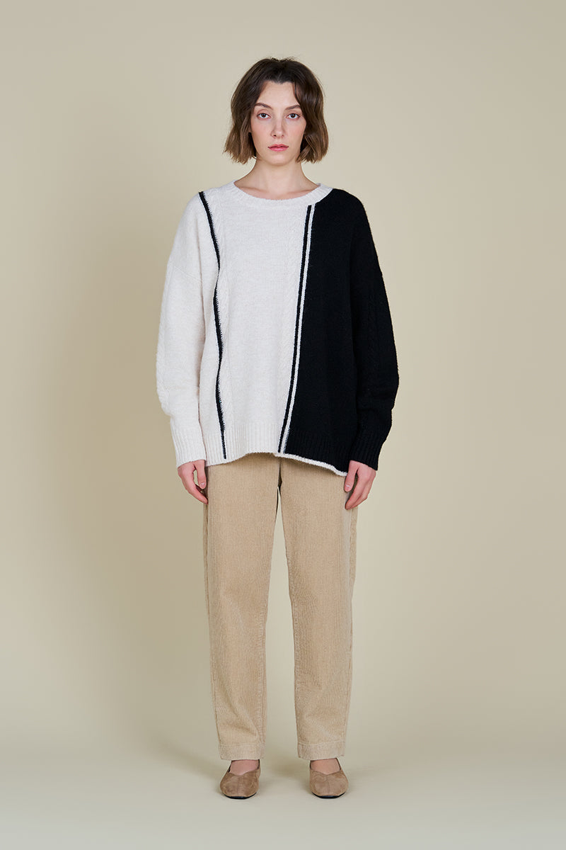 Cable Contrast Sweater
