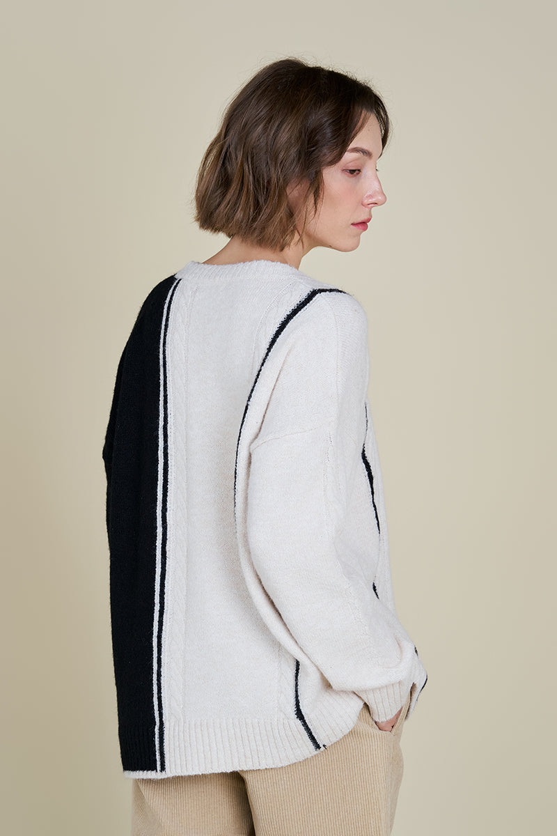 Cable Contrast Sweater