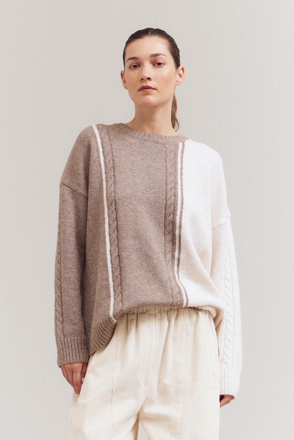 Cable Contrast Sweater