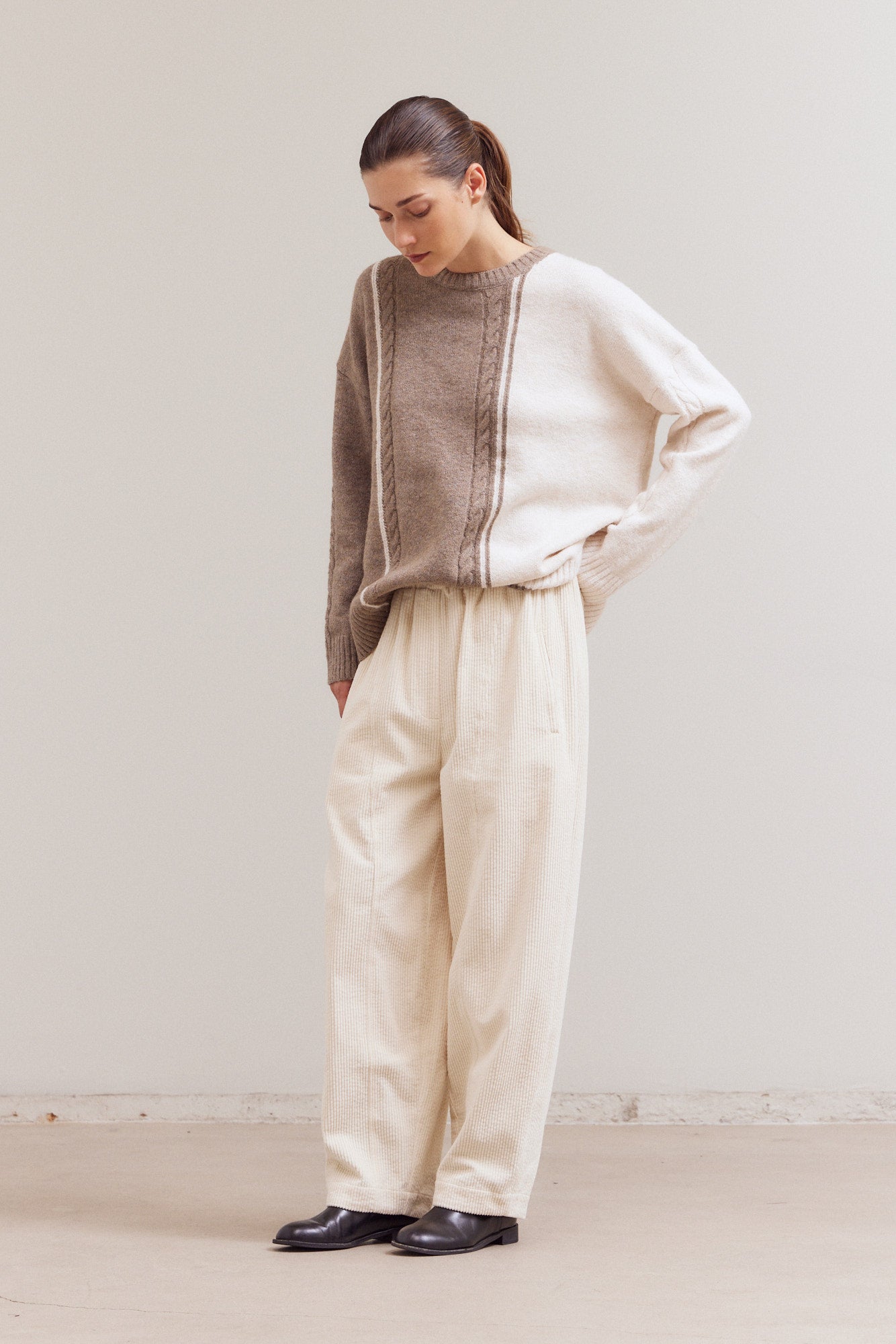 Cable Contrast Sweater