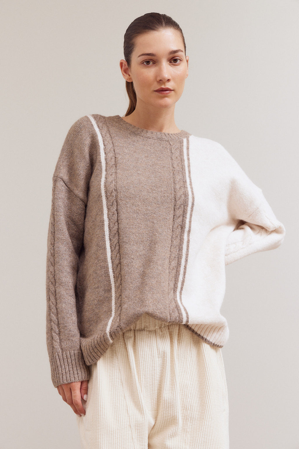 Cable Contrast Sweater
