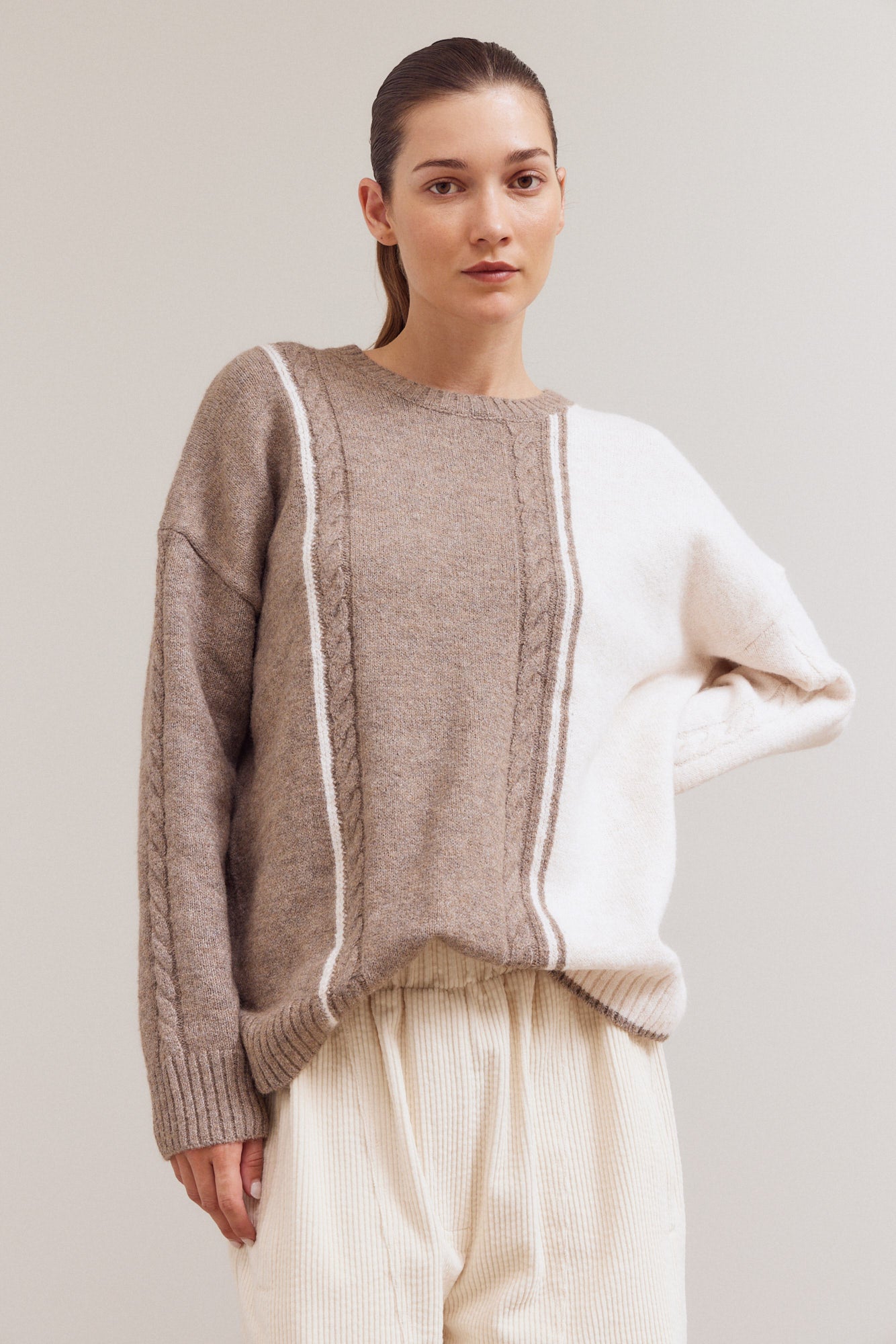 Cable Contrast Sweater