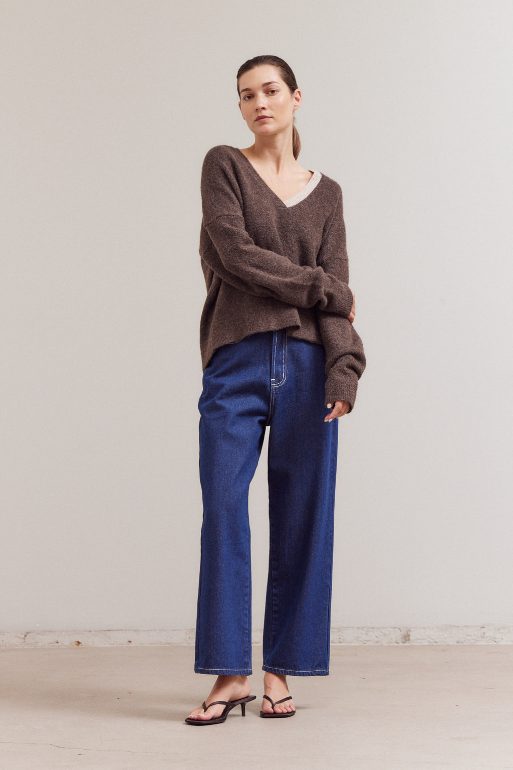 Contrast Neckline Sweater