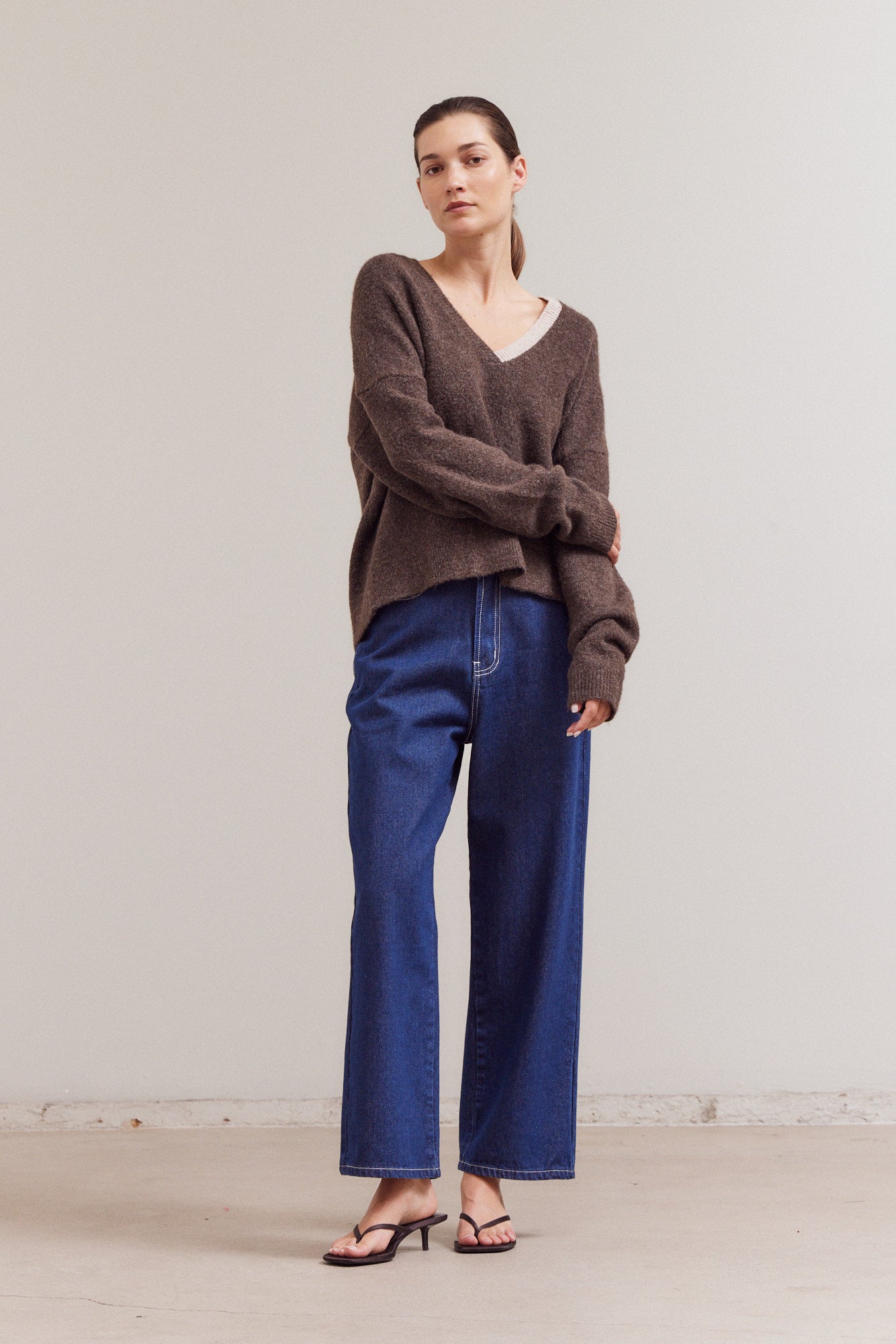 Contrast Neckline Sweater