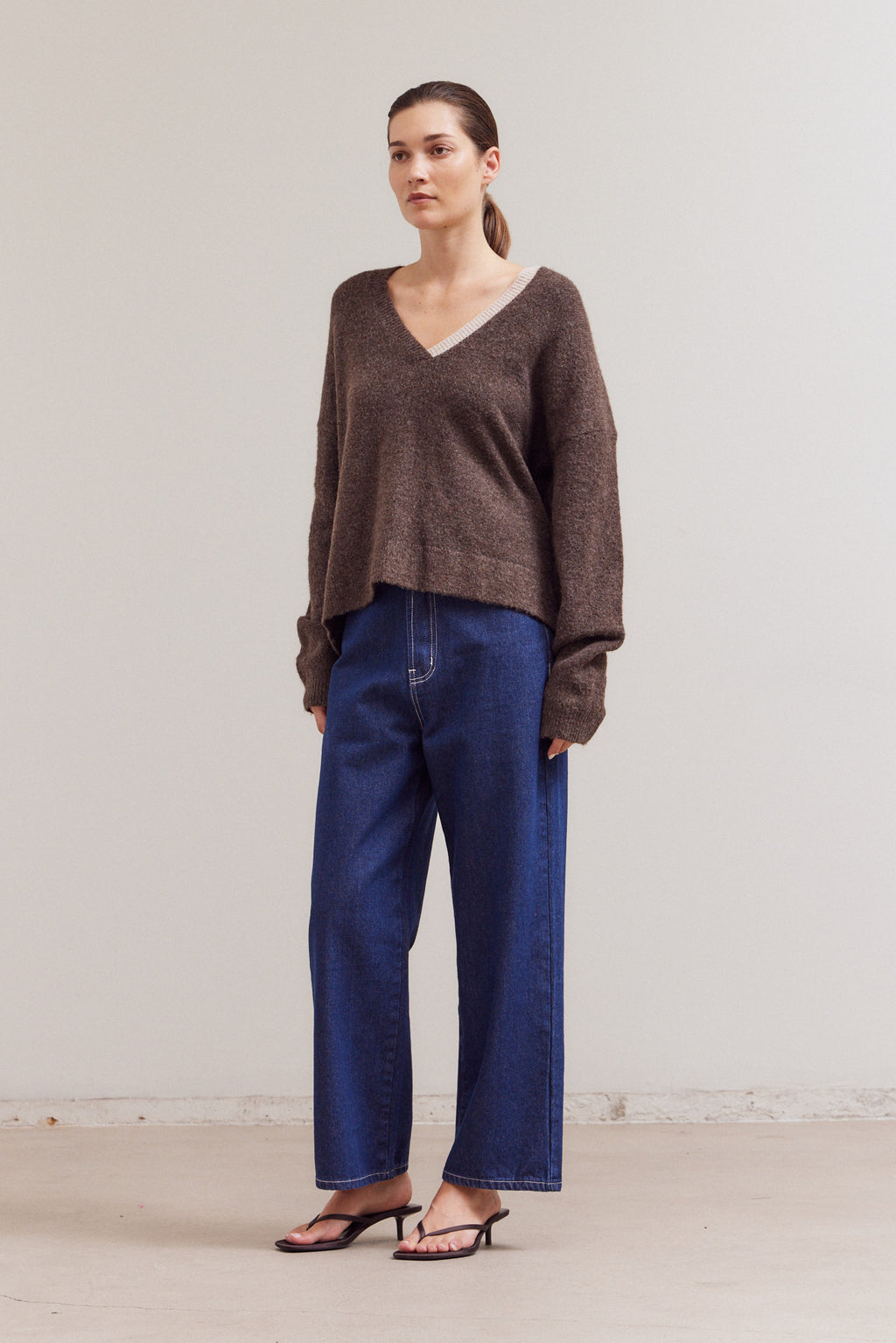 Contrast Neckline Sweater