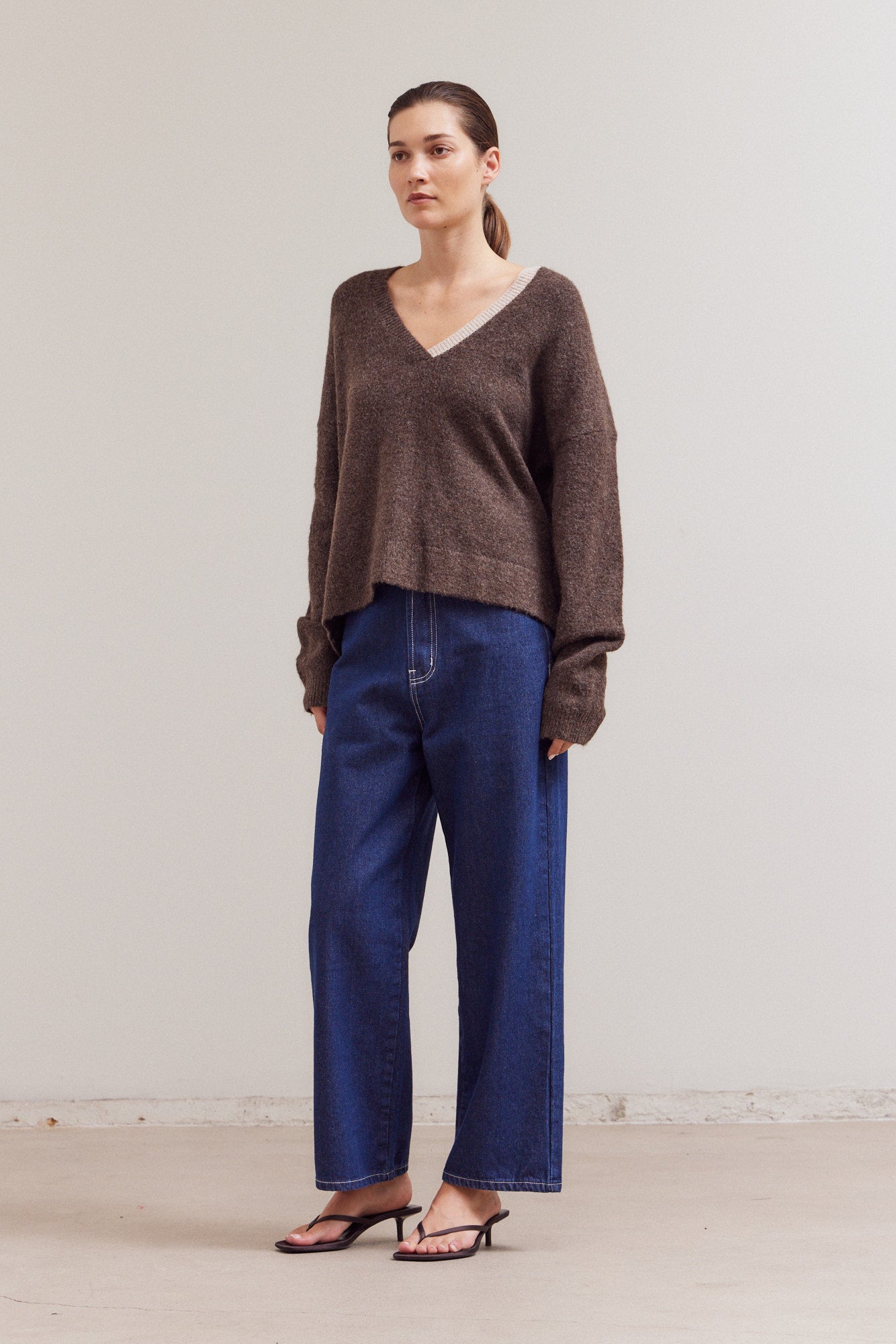 Contrast Neckline Sweater