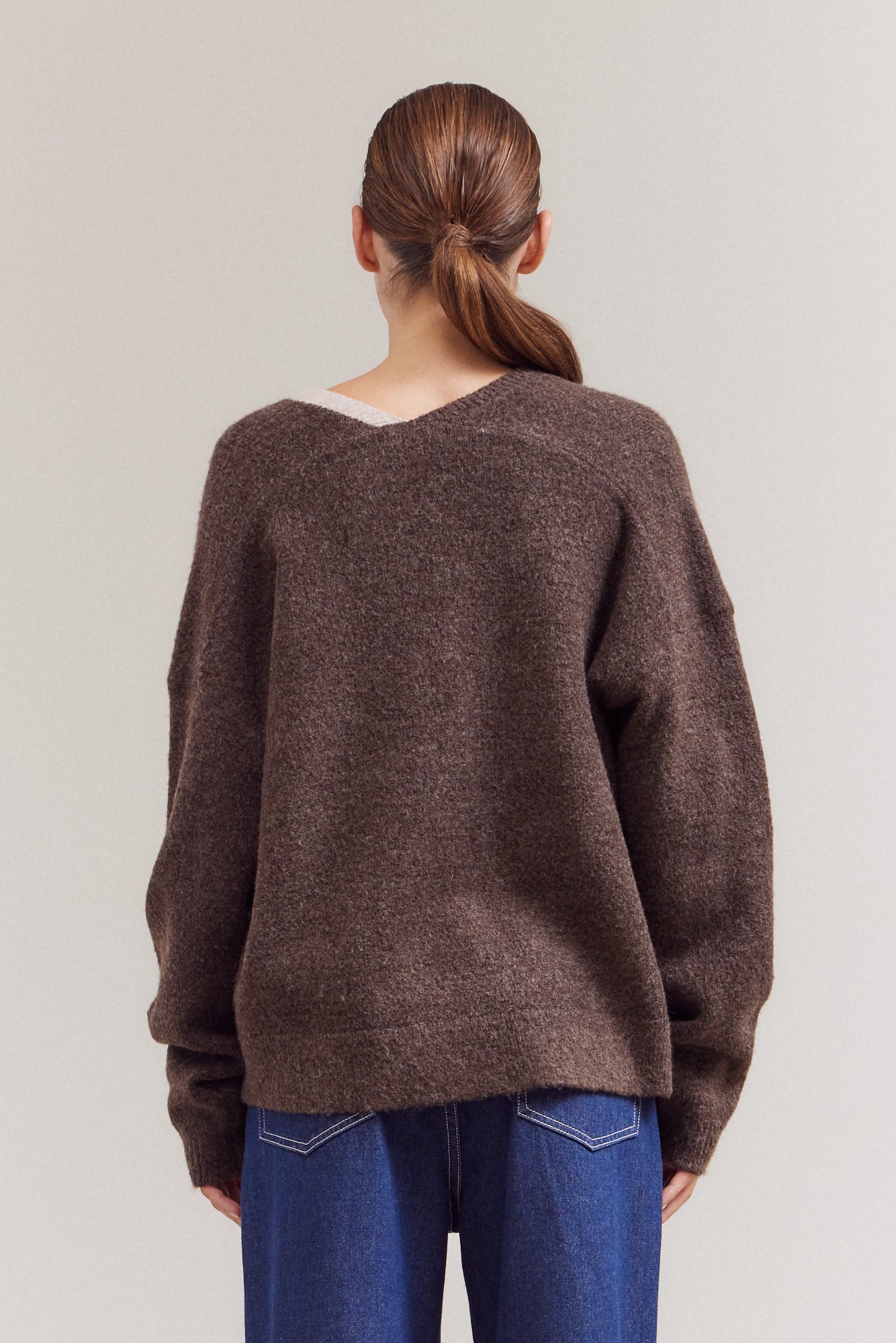 Contrast Neckline Sweater