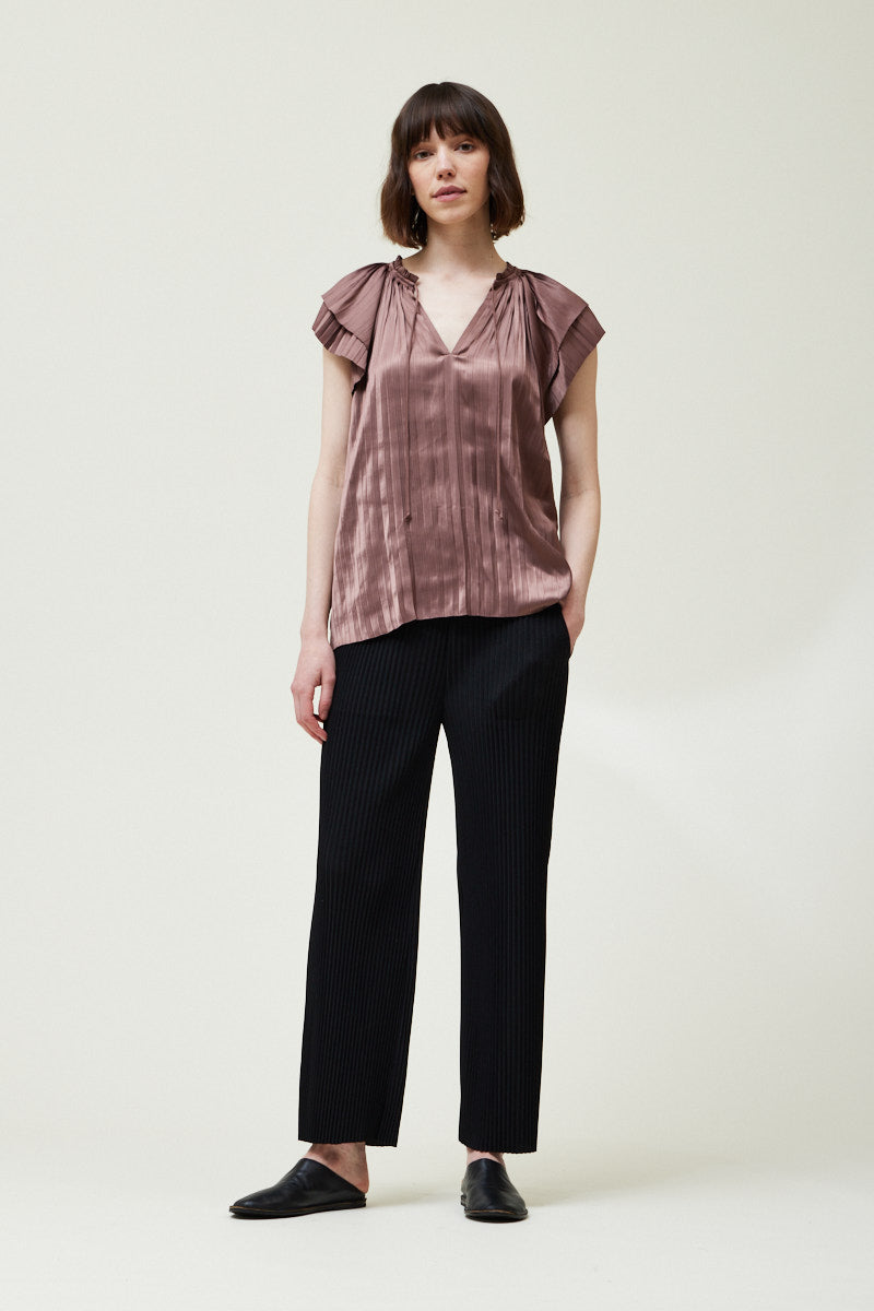 Pleated Satin Blouse