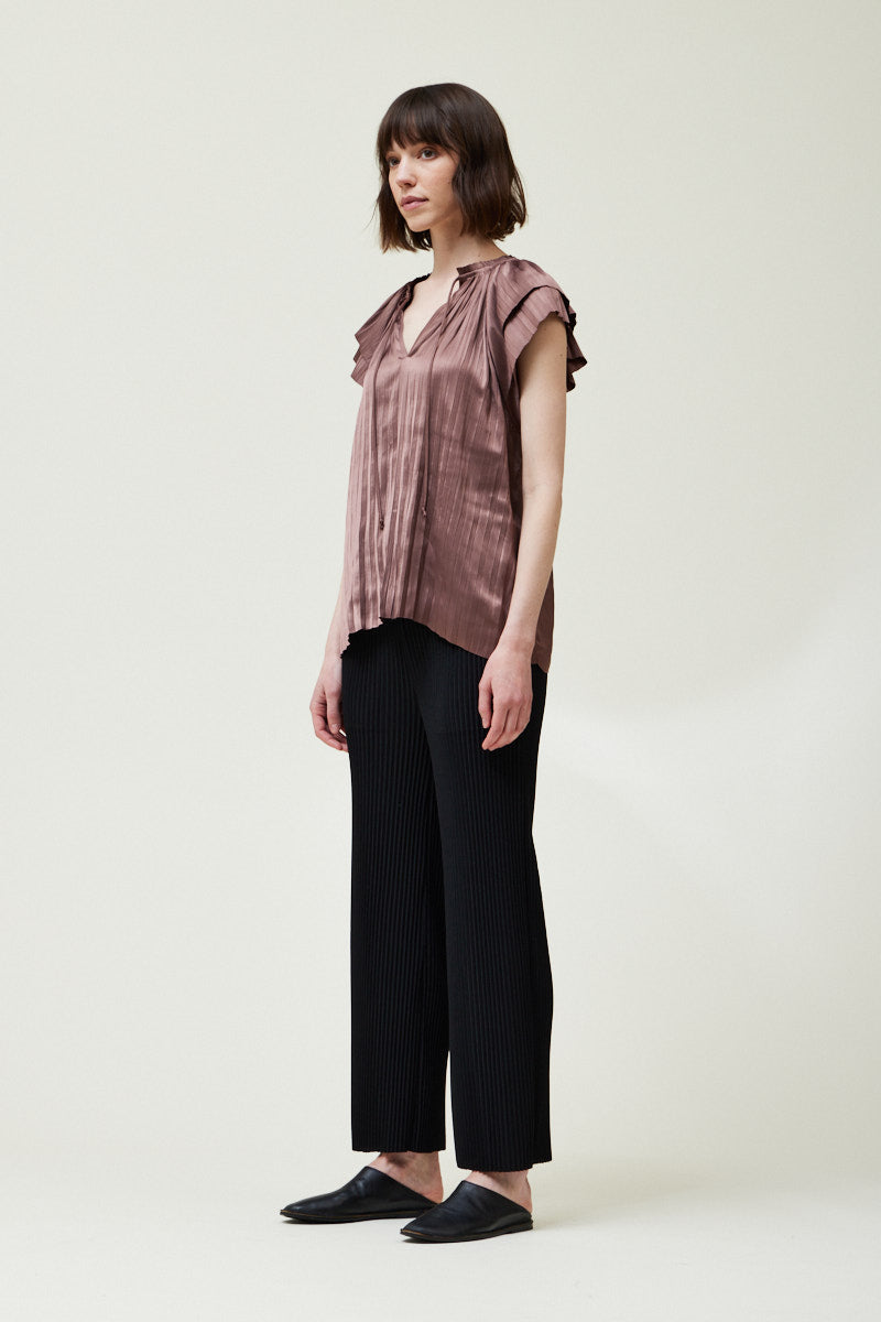 Pleated Satin Blouse