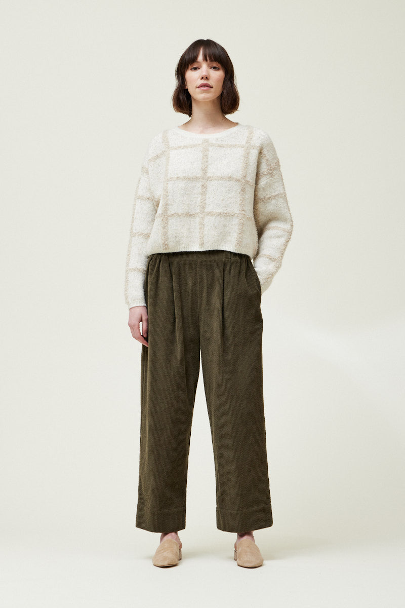 Cropped Grid Sweater