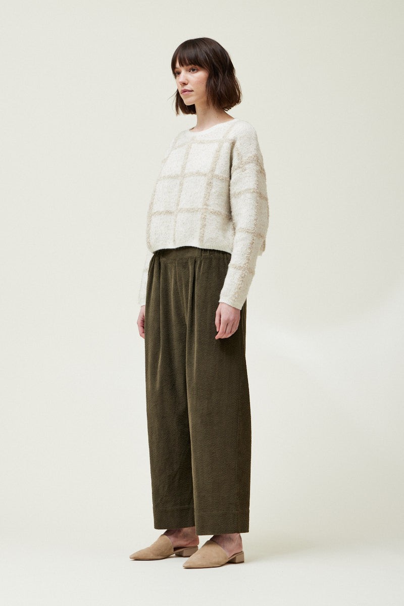 Cropped Grid Sweater