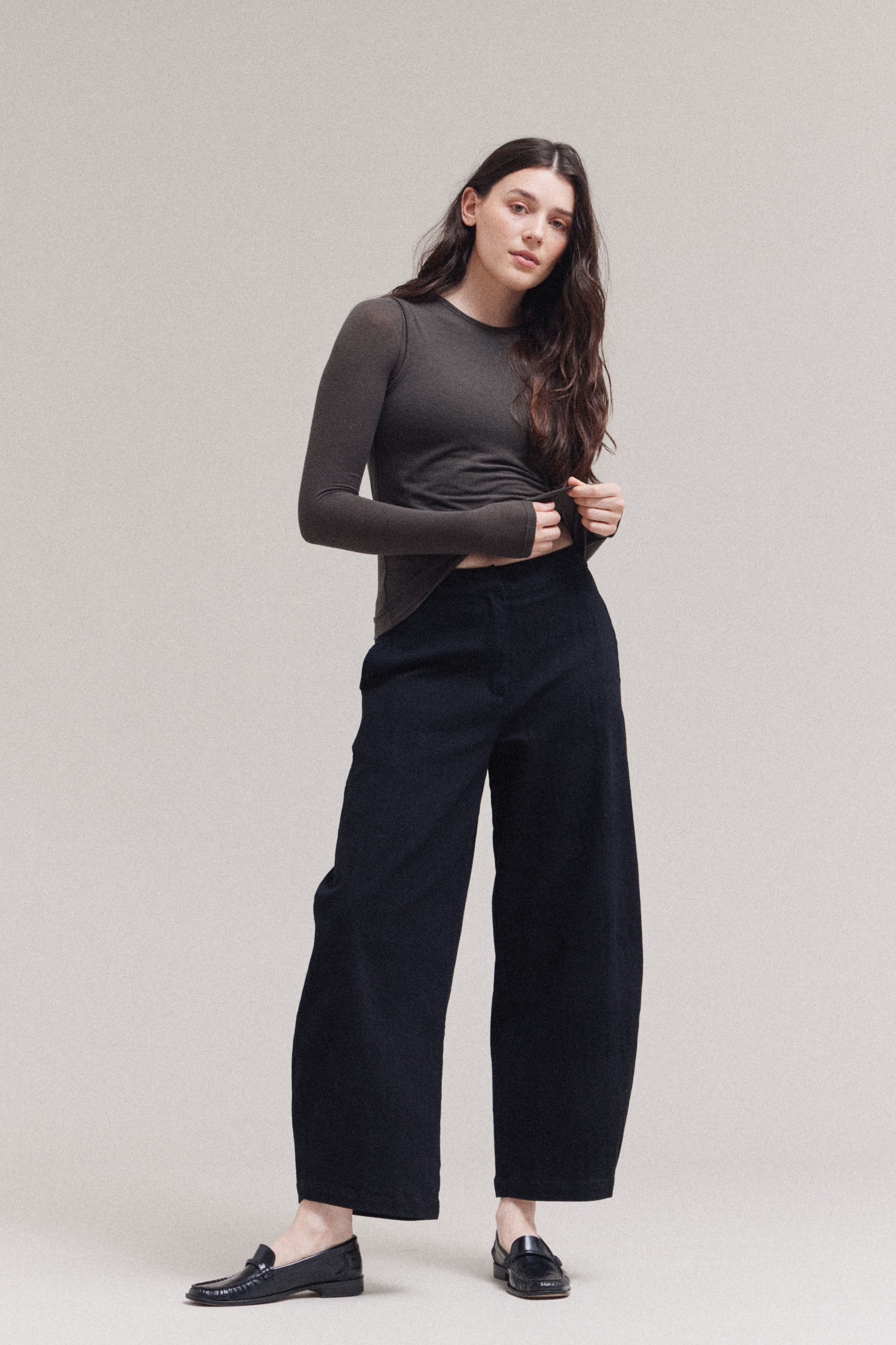 Jersey Crop Long Sleeves Basic Top