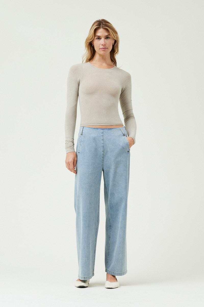 Jersey Crop Long Sleeves Basic Top