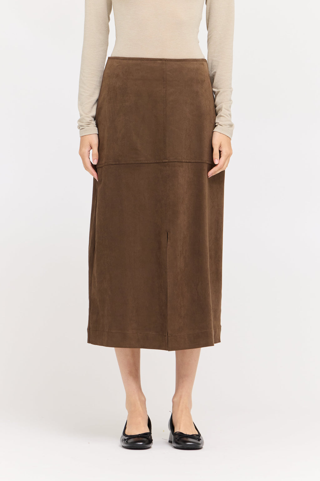 Vegan Leather Pencil Skirt in Chicory